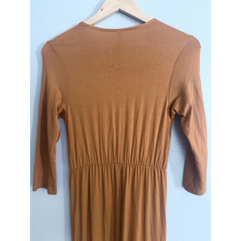 new RACHEL PALLY mustard dark yellow modal stretch 3/4 sleeve long maxi dress - Picture 5 of 8